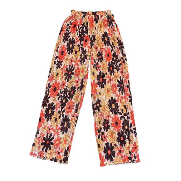 bailey rose Pants - Bailey Rose Women's Floral Pleated Pants Mod Retro Wide Flair Leg Size X-Small